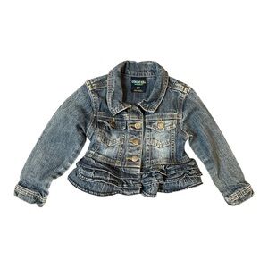 Oshkosh B’Gosh Genuine Toddler Denim Jean Jacket Ruffle Distressed Collar, Sz 3T